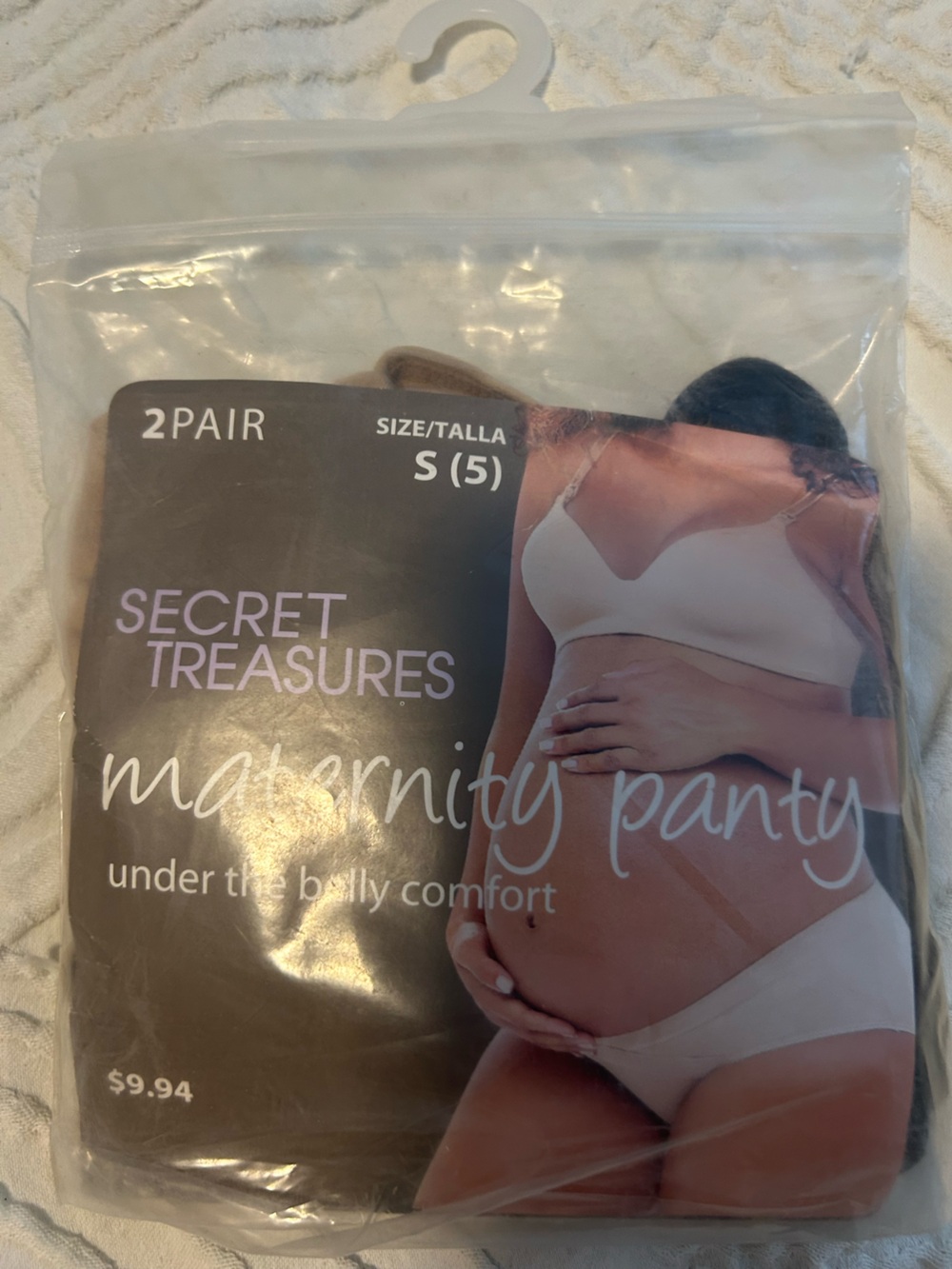 Secret Treasures 2-Pack Maternity Briefs in Beige & Black - Size Small